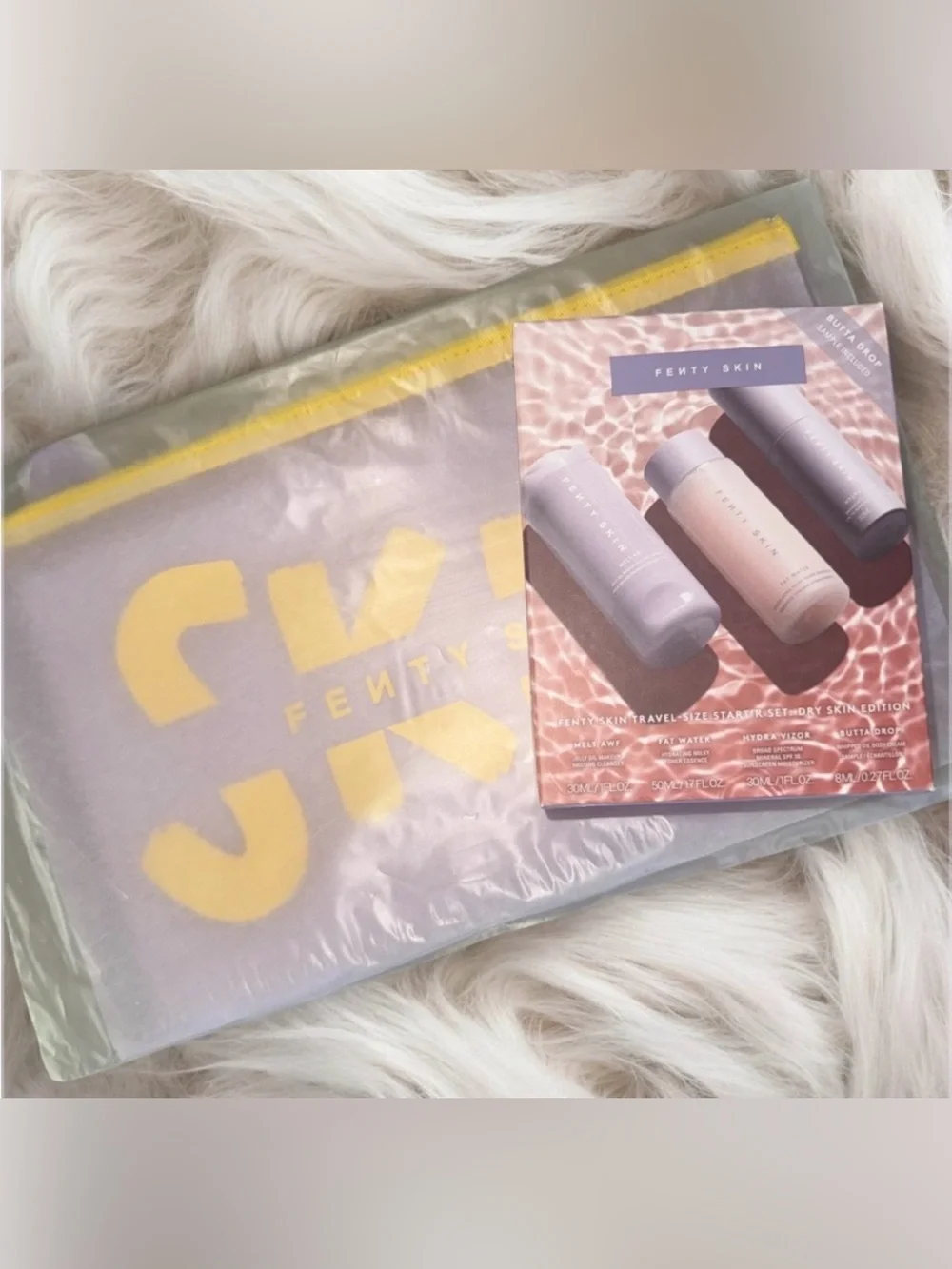 Fenty Skin Makeup bag & FENTY SKIN TRAVEL-SIZE START'R SET DRY SKIN EDITION. NIB